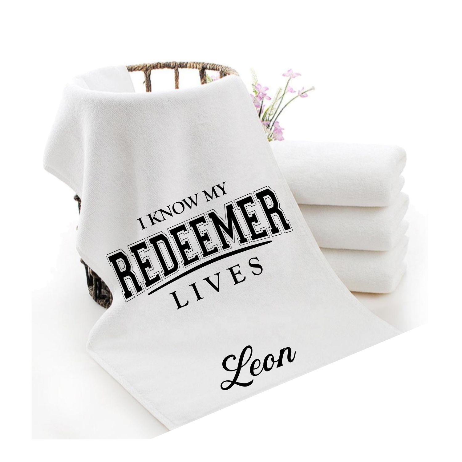 Personalized luxury towels with custom name and faith-filled scripture verse