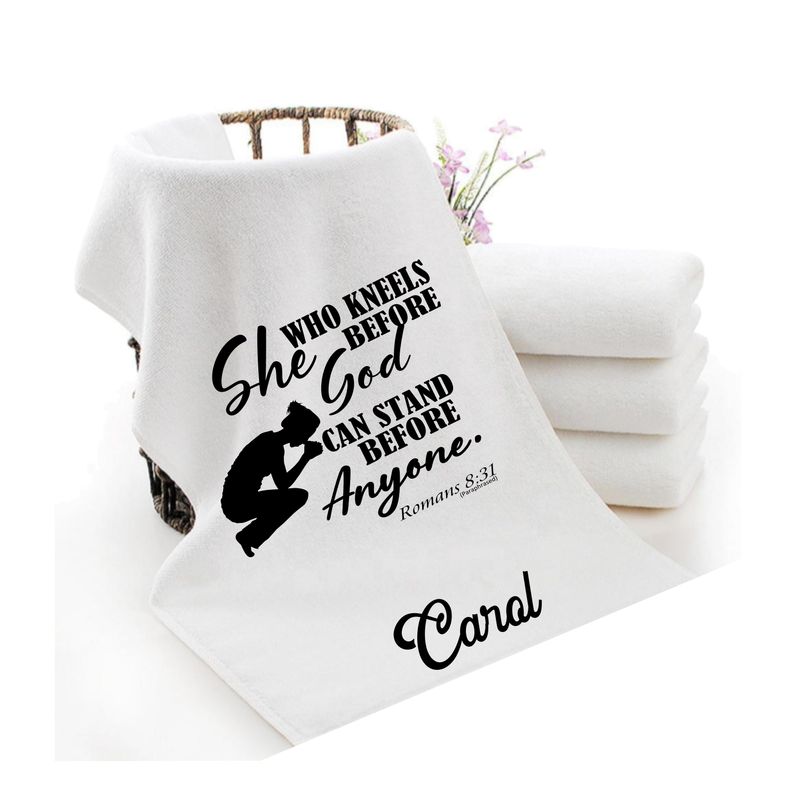 Personalized luxury towels with custom name and faith-filled scripture verse