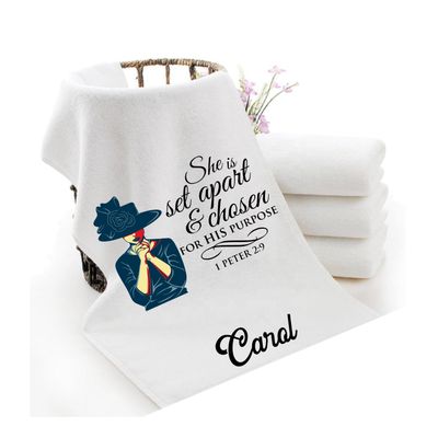 Personalized Towels with Custom Name and Bible verse | Monogram Towels with Scripture Verse Personalized luxury towels with custom name and faith-filled scripture verse
