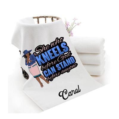 Personalized luxury towels with custom name and faith-filled scripture verse
