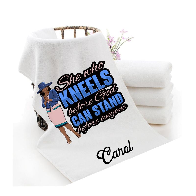 Personalized luxury towels with custom name and faith-filled scripture verse