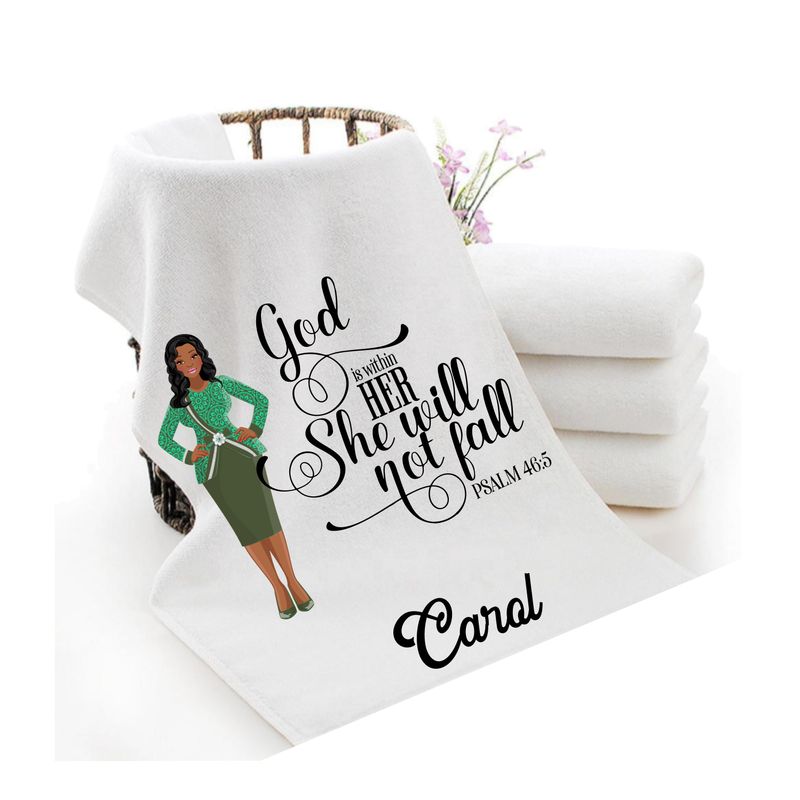 Personalized luxury towels with custom name and faith-filled scripture verse