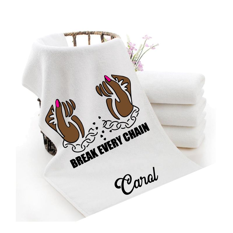 Personalized luxury towels with custom name and faith-filled scripture verse