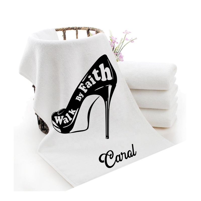 Personalized luxury towels with custom name and faith-filled scripture verse