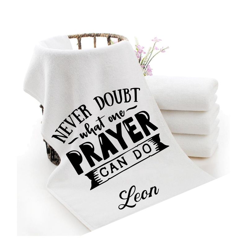 Personalized luxury towels with custom name and faith-filled scripture verse