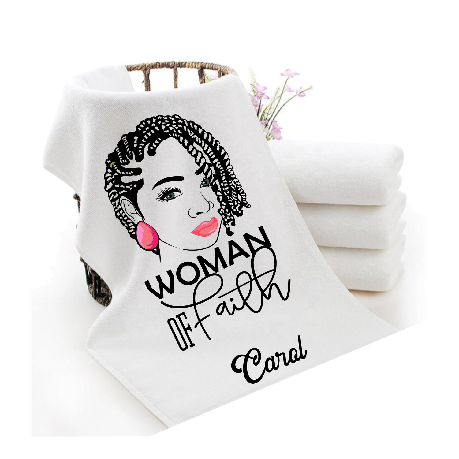 Personalized luxury towels with custom name and faith-filled scripture verse