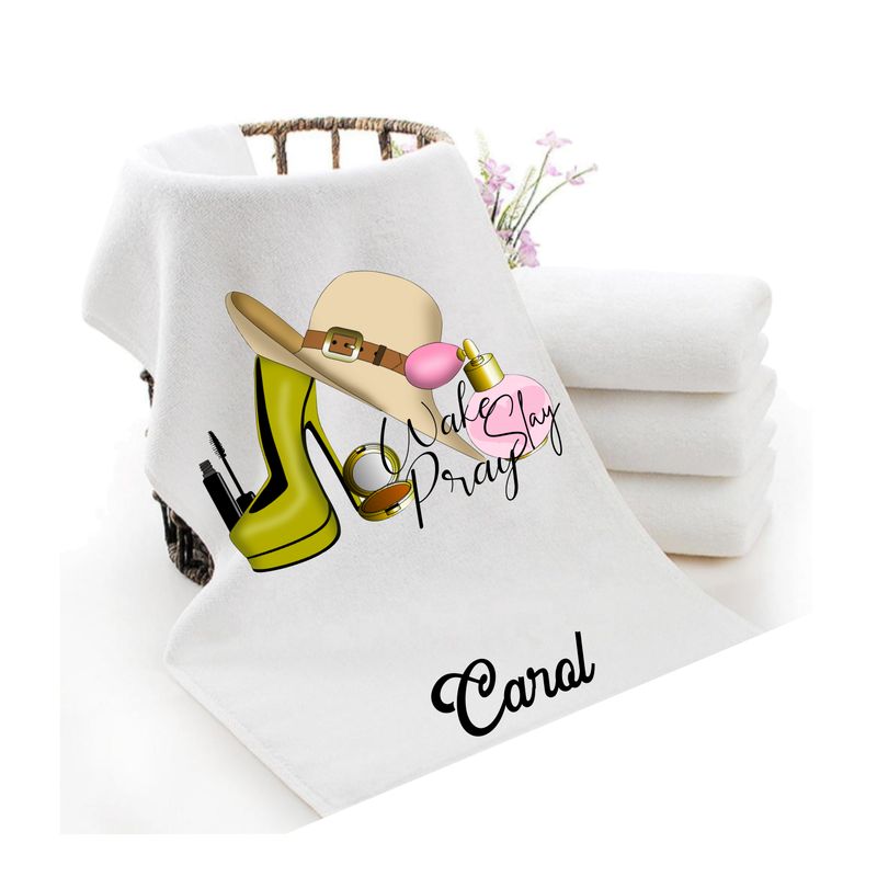 Personalized luxury towels with custom name and faith-filled scripture verse