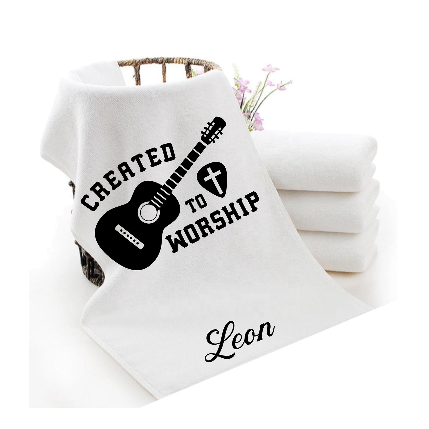 Personalized luxury towels with custom name and faith-filled scripture verse