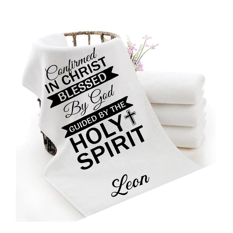 Personalized luxury towels with custom name and faith-filled scripture verse