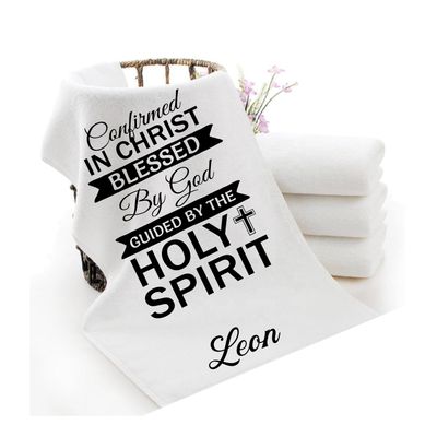 Personalized luxury towels with custom name and faith-filled scripture verse