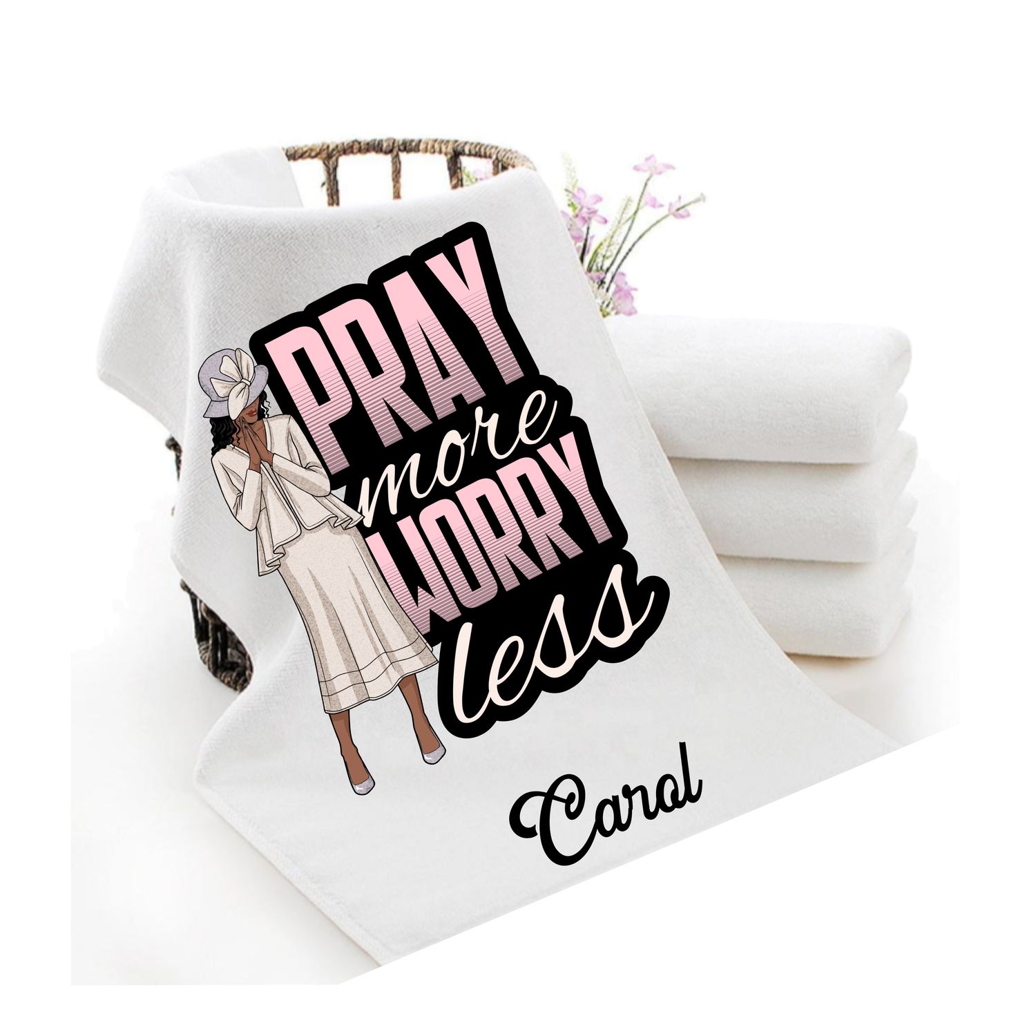 Personalized luxury towels with custom name and faith-filled scripture verse