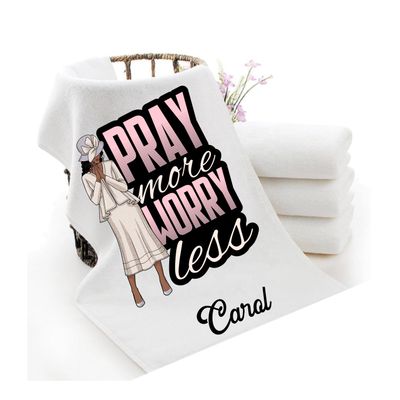 Personalized luxury towels with custom name and faith-filled scripture verse