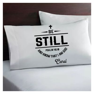 Christian comfort pillowcase with custom monogram and devotional quote
