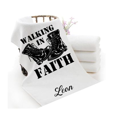 Personalized luxury towels with custom name and faith-filled scripture verse