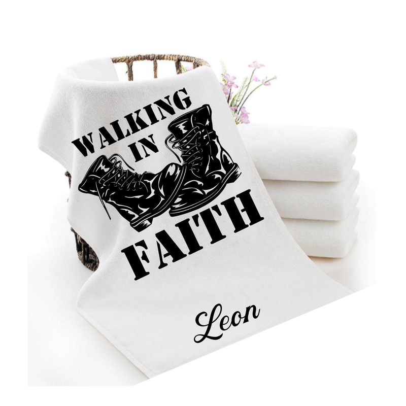 Personalized luxury towels with custom name and faith-filled scripture verse