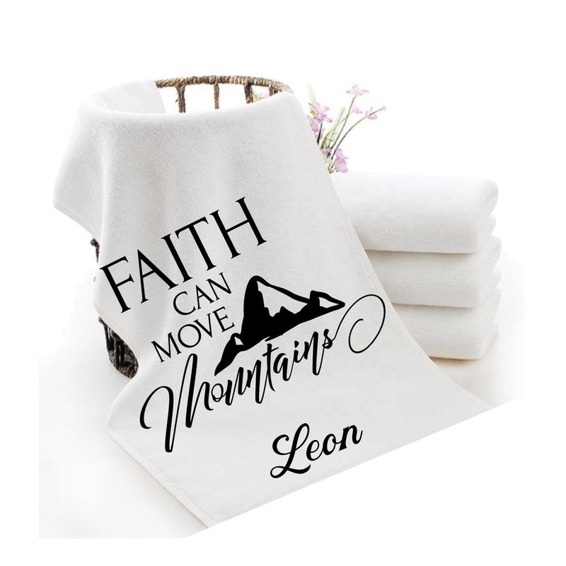 Personalized luxury towels with custom name and faith-filled scripture verse