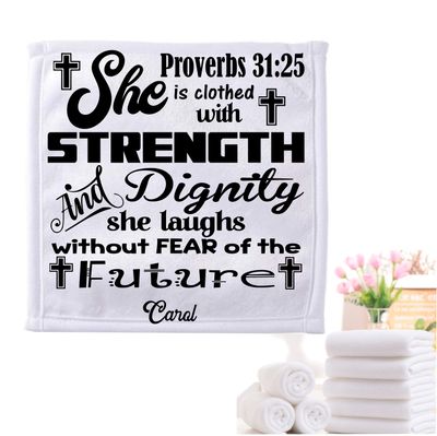 Personalized Towels with Custom Name and Bible verse | Monogram Towels with Scripture Verse