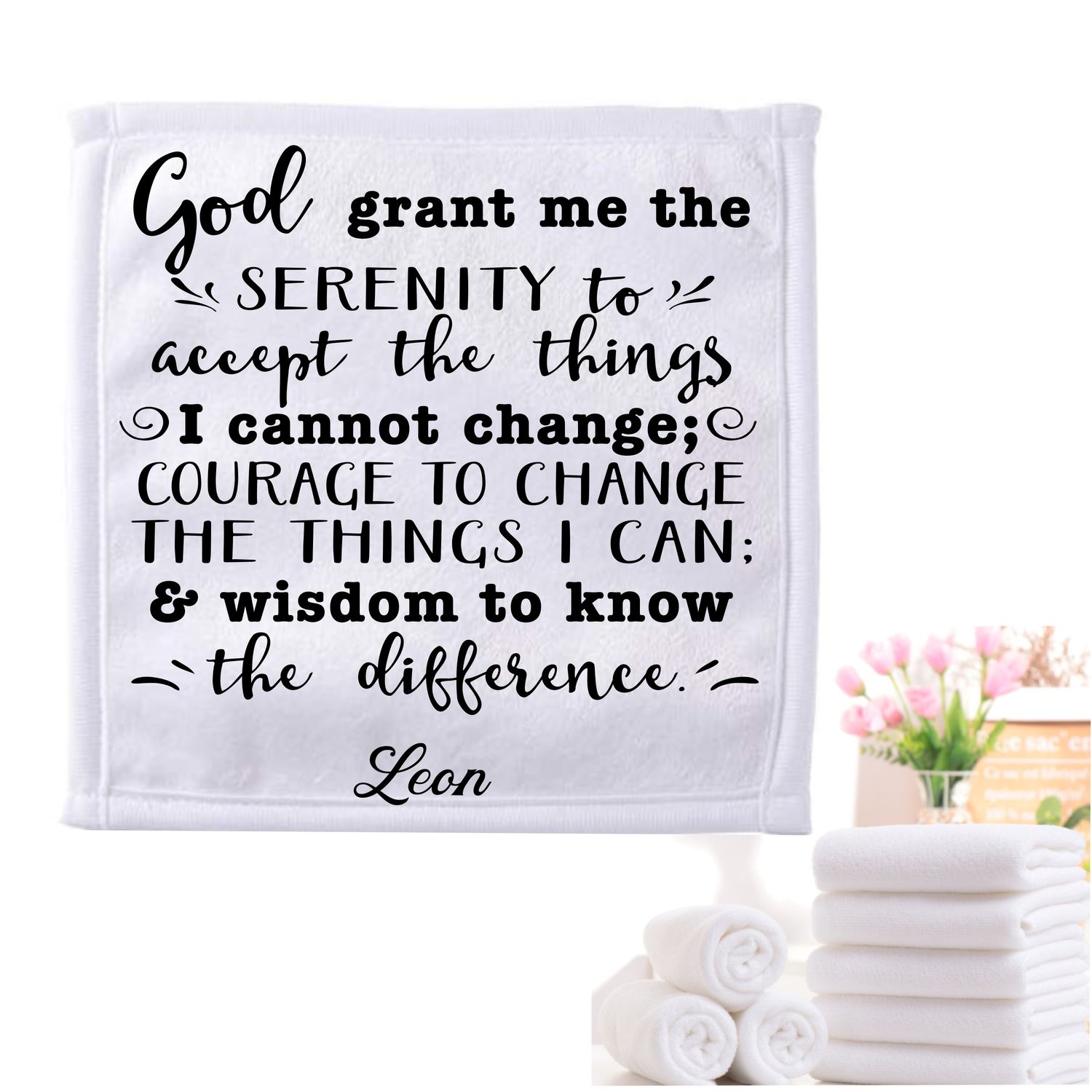 Personalized luxury towels with custom name and faith-filled scripture verse