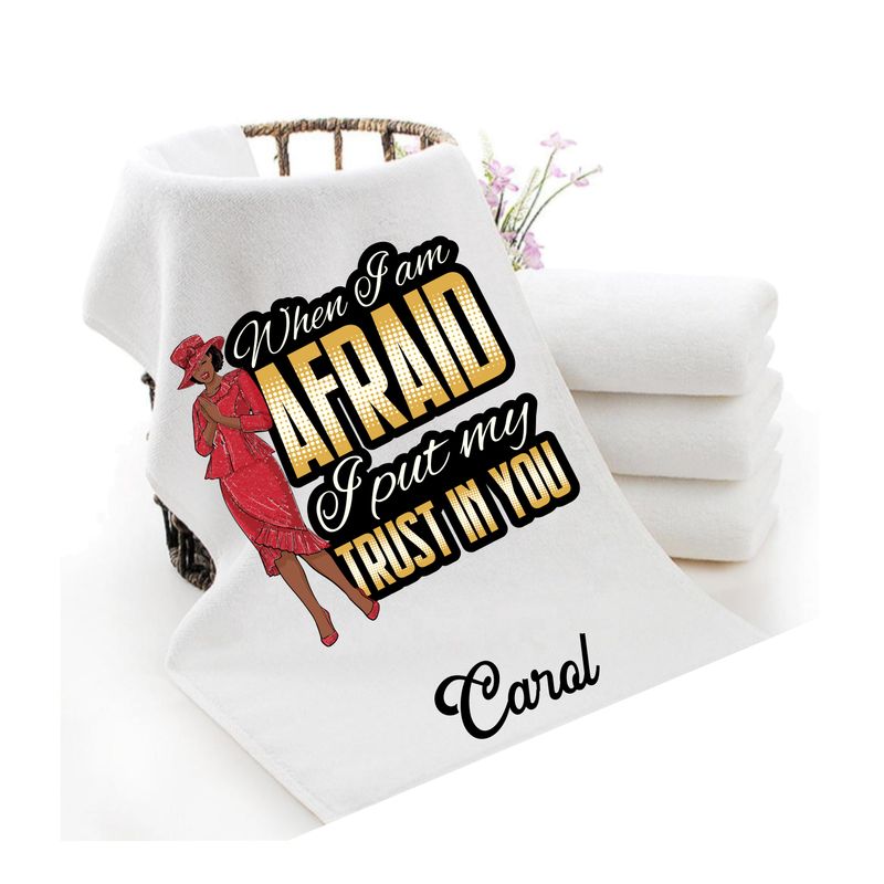 Personalized luxury towels with custom name and faith-filled scripture verse