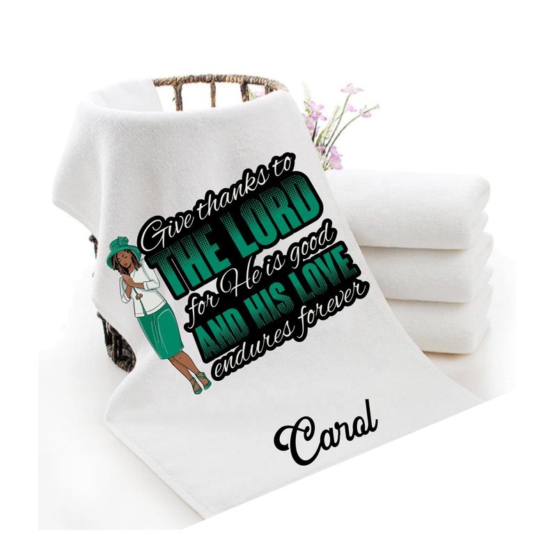 Personalized luxury towels with custom name and faith-filled scripture verse