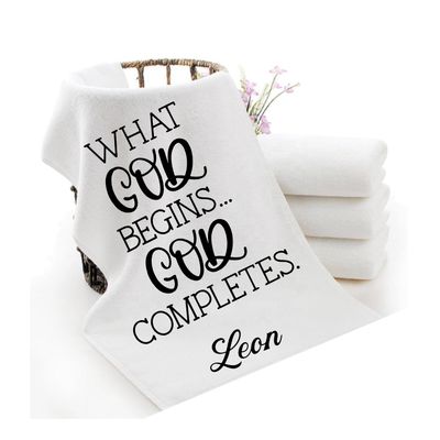 Personalized luxury towels with custom name and faith-filled scripture verse