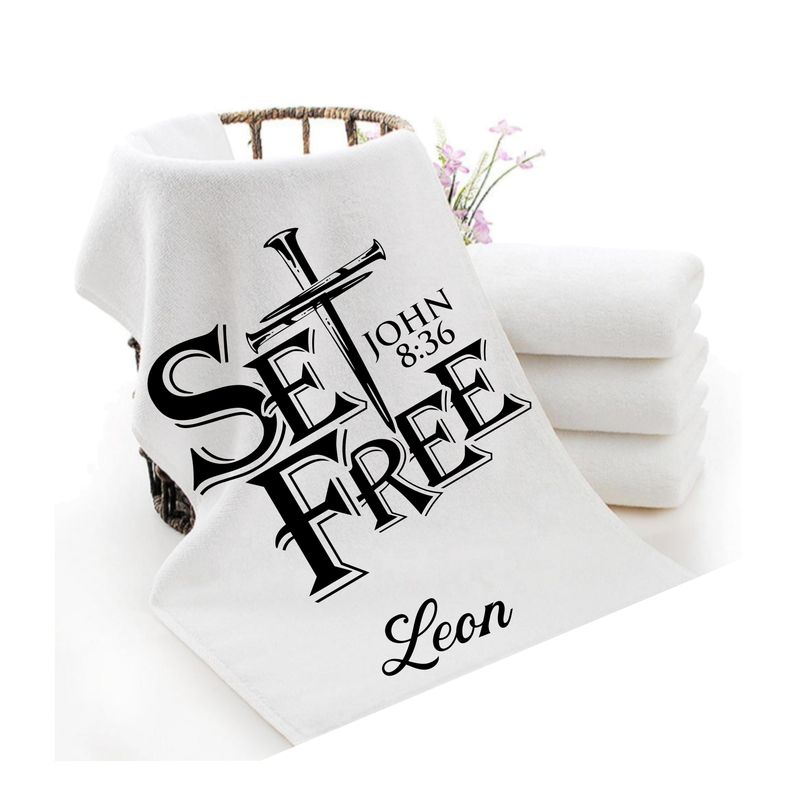 Personalized luxury towels with custom name and faith-filled scripture verse