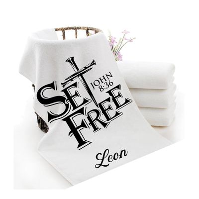 Personalized luxury towels with custom name and faith-filled scripture verse