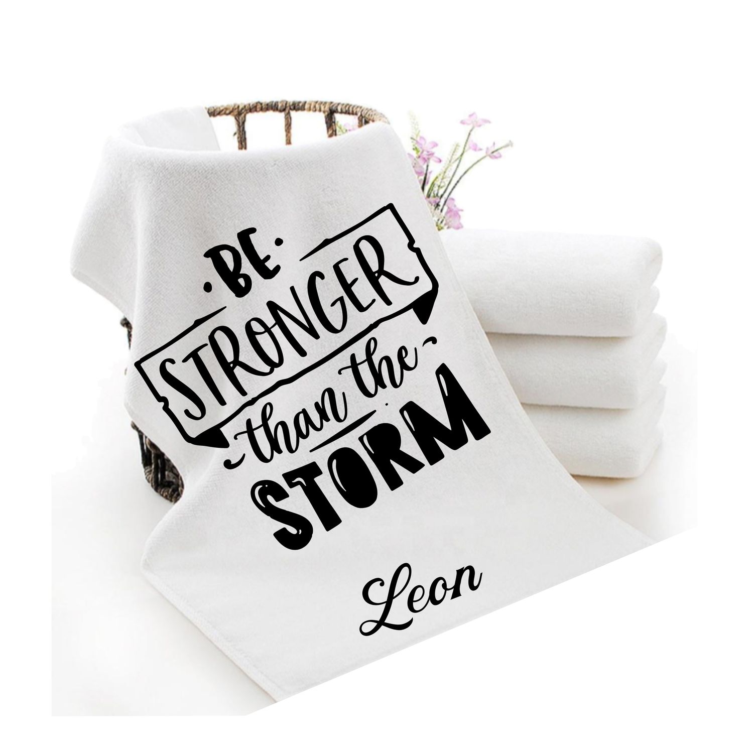 Personalized luxury towels with custom name and faith-filled scripture verse