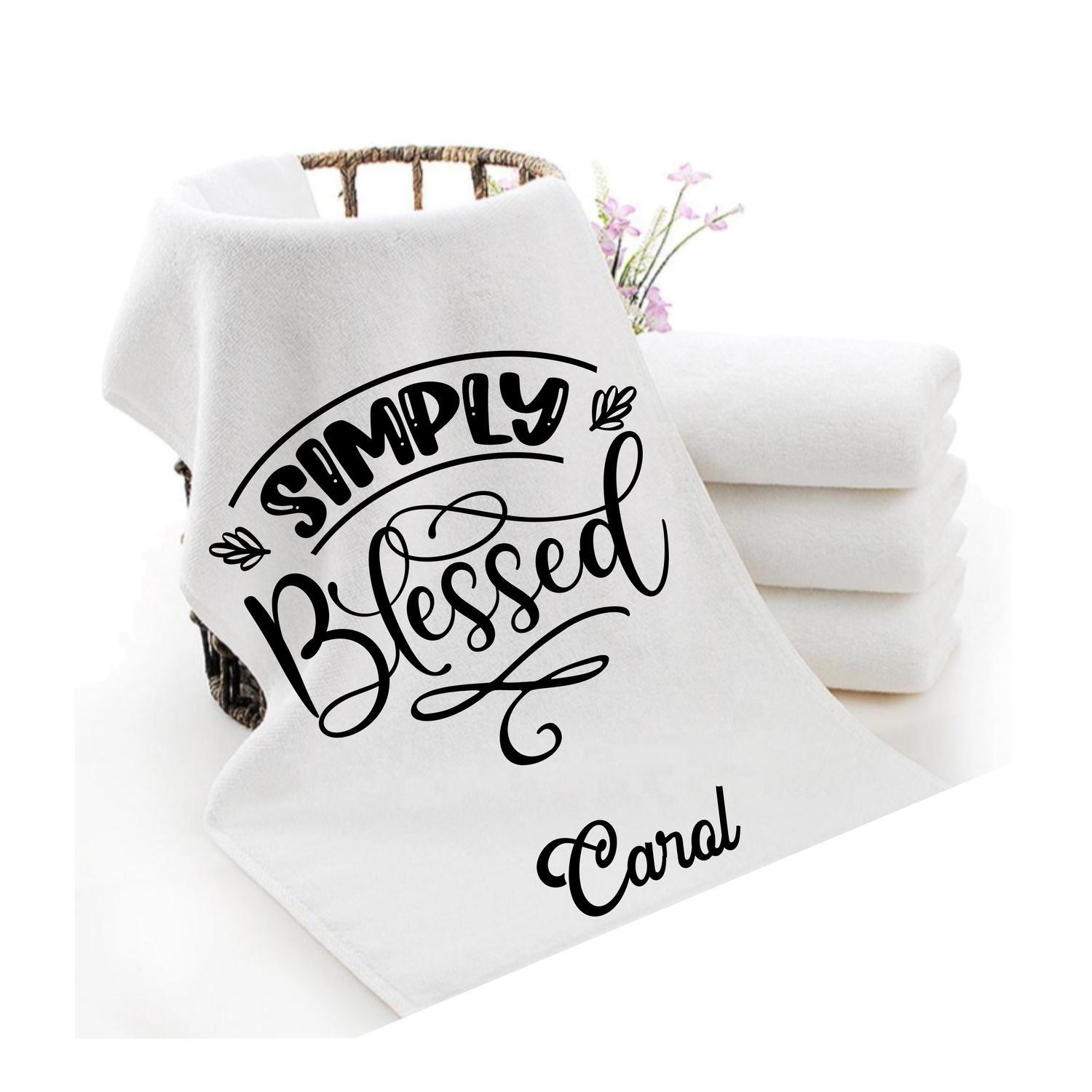Personalized luxury towels with custom name and faith-filled scripture verse