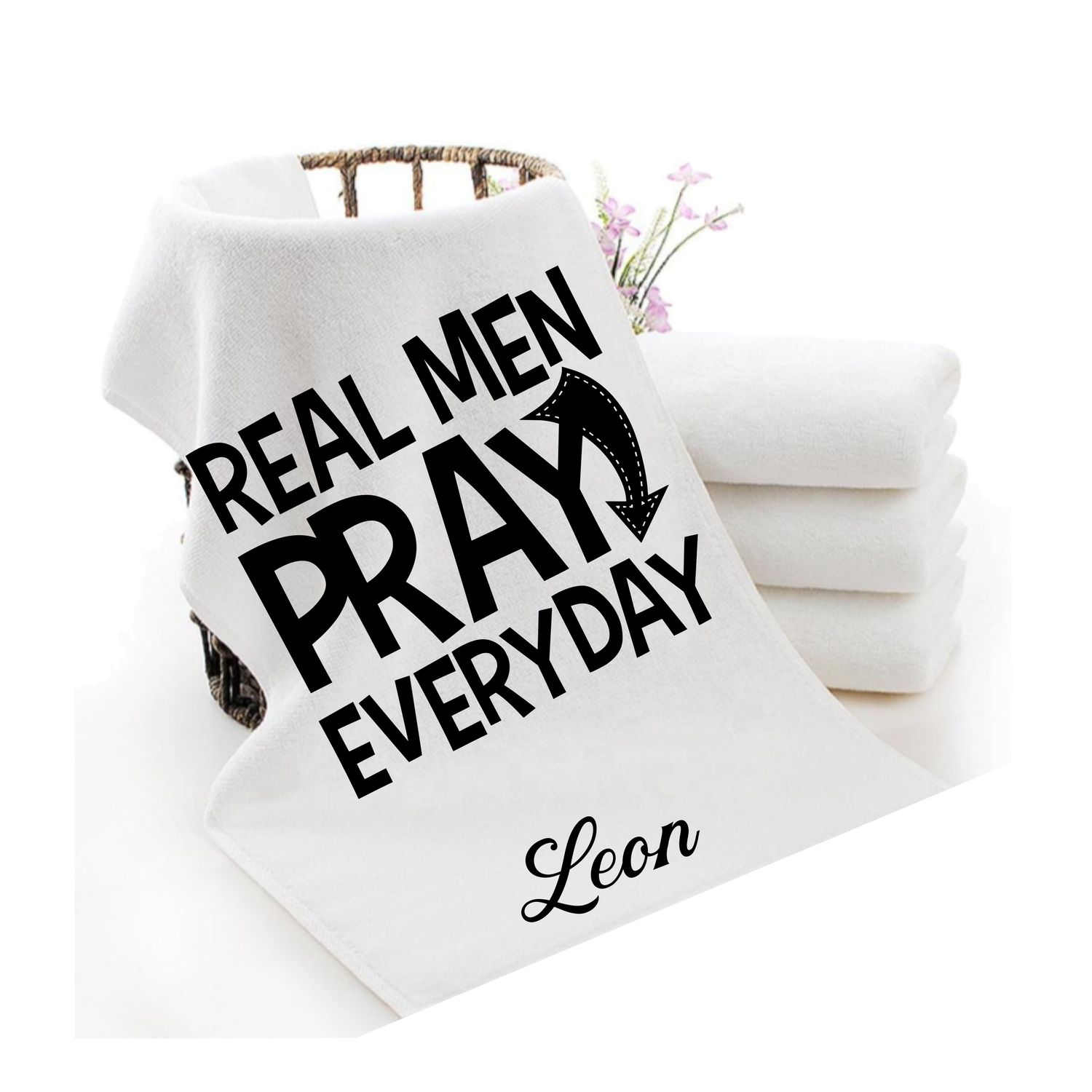 Personalized luxury towels with custom name and faith-filled scripture verse
