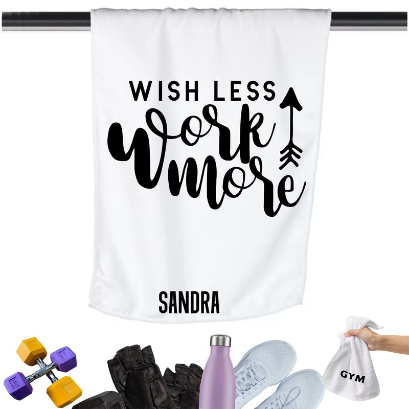 Gym Towels with Inspirational Quotes & Your Name | Custom Fitness Towels Add a personal touch to your workout gear-a motivational quote to keep the energy high during every session.