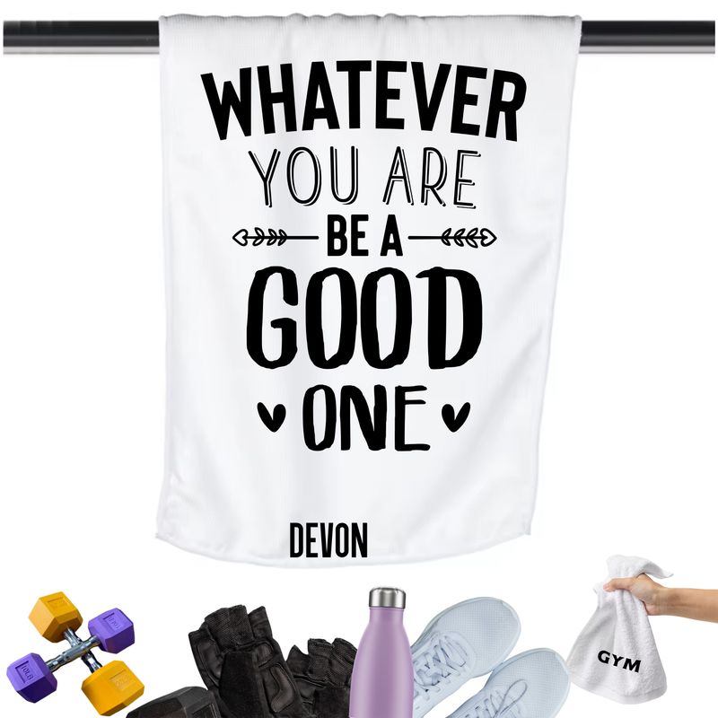 Gym Towels with Inspirational Quotes & Your Name | Custom Fitness Towels Add a personal touch to your workout gear-a motivational quote to keep the energy high during every session.