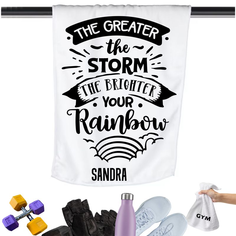 Gym Towels with Inspirational Quotes & Your Name | Custom Fitness Towels Add a personal touch to your workout gear-a motivational quote to keep the energy high during every session.