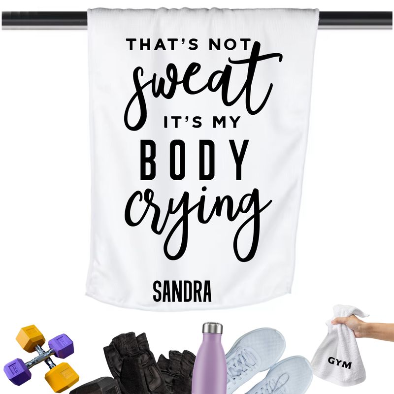 Gym Towels with Inspirational Quotes & Your Name | Custom Fitness Towels Add a personal touch to your workout gear-a motivational quote to keep the energy high during every session.
