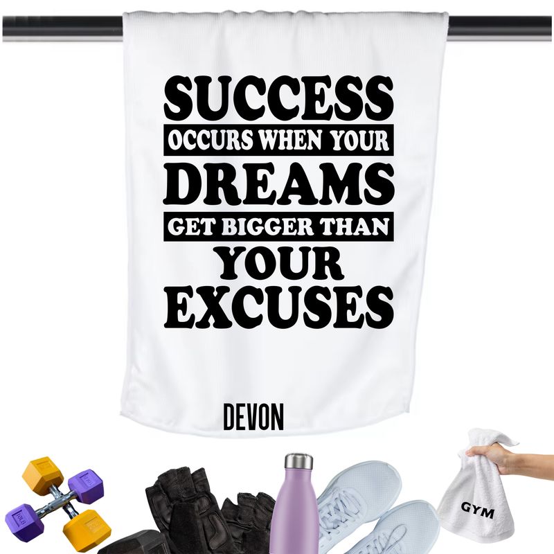 Gym Towels with Inspirational Quotes & Your Name | Custom Fitness Towels Add a personal touch to your workout gear-a motivational quote to keep the energy high during every session.