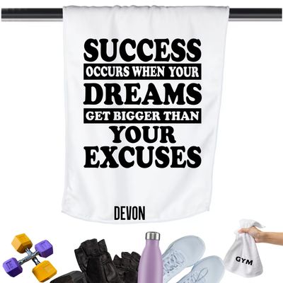 Gym Towels with Inspirational Quotes & Your Name | Custom Fitness Towels Add a personal touch to your workout gear-a motivational quote to keep the energy high during every session.