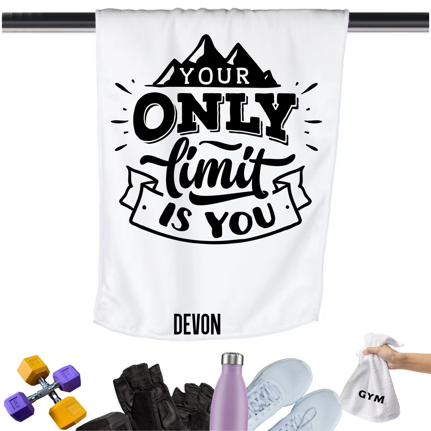 Add a personal touch to your workout gear-a motivational quote to keep the energy high during every session.