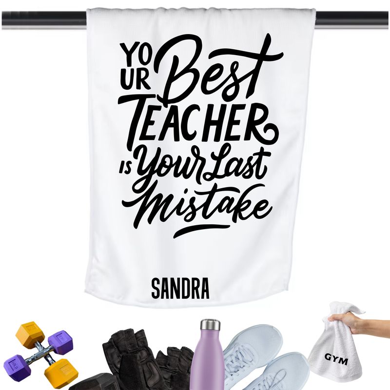 Gym Towels with Inspirational Quotes & Your Name | Custom Fitness Towels Add a personal touch to your workout gear-a motivational quote to keep the energy high during every session.