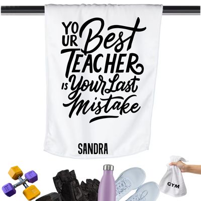 Gym Towels with Inspirational Quotes & Your Name | Custom Fitness Towels Add a personal touch to your workout gear-a motivational quote to keep the energy high during every session.