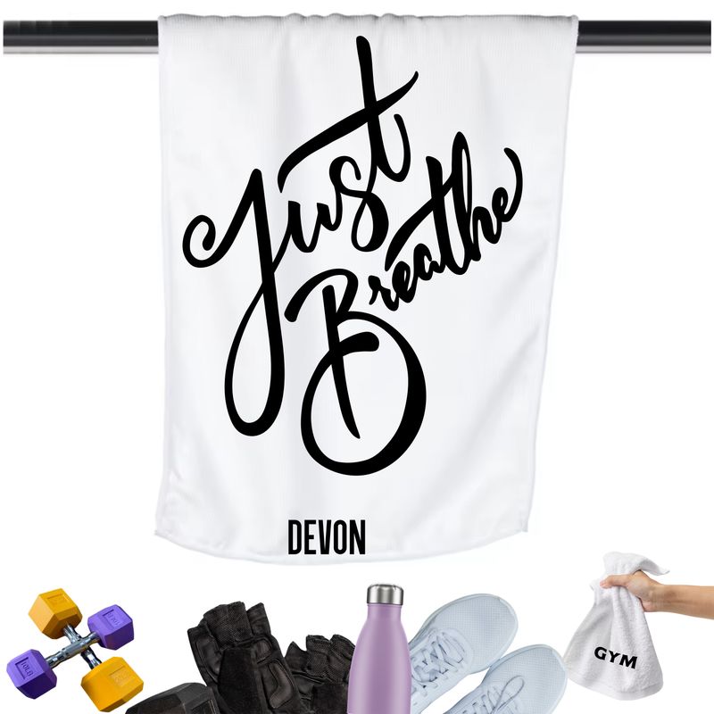 Gym Towels with Inspirational Quotes & Your Name | Custom Fitness Towels Add a personal touch to your workout gear-a motivational quote to keep the energy high during every session.