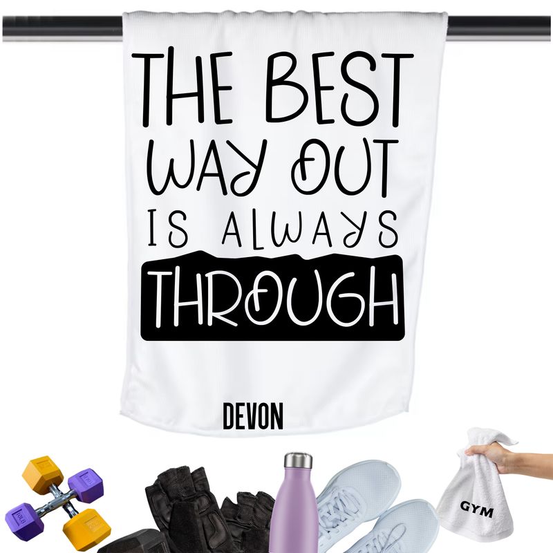 Gym Towels with Inspirational Quotes & Your Name | Custom Fitness Towels Add a personal touch to your workout gear-a motivational quote to keep the energy high during every session.