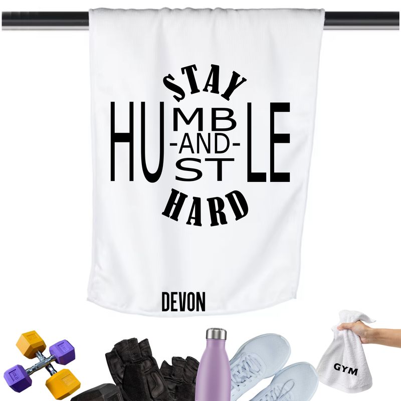 Gym Towels with Inspirational Quotes & Your Name | Custom Fitness Towels Add a personal touch to your workout gear-a motivational quote to keep the energy high during every session.