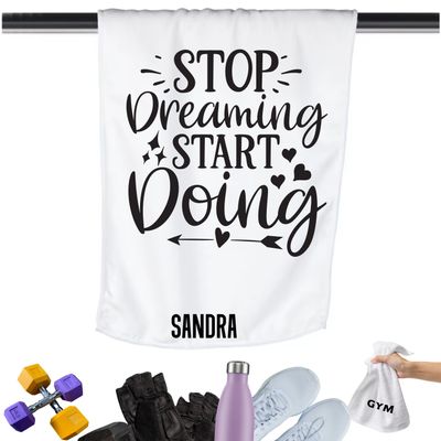 Gym Towels with Inspirational Quotes & Your Name | Custom Fitness Towels Add a personal touch to your workout gear-a motivational quote to keep the energy high during every session.