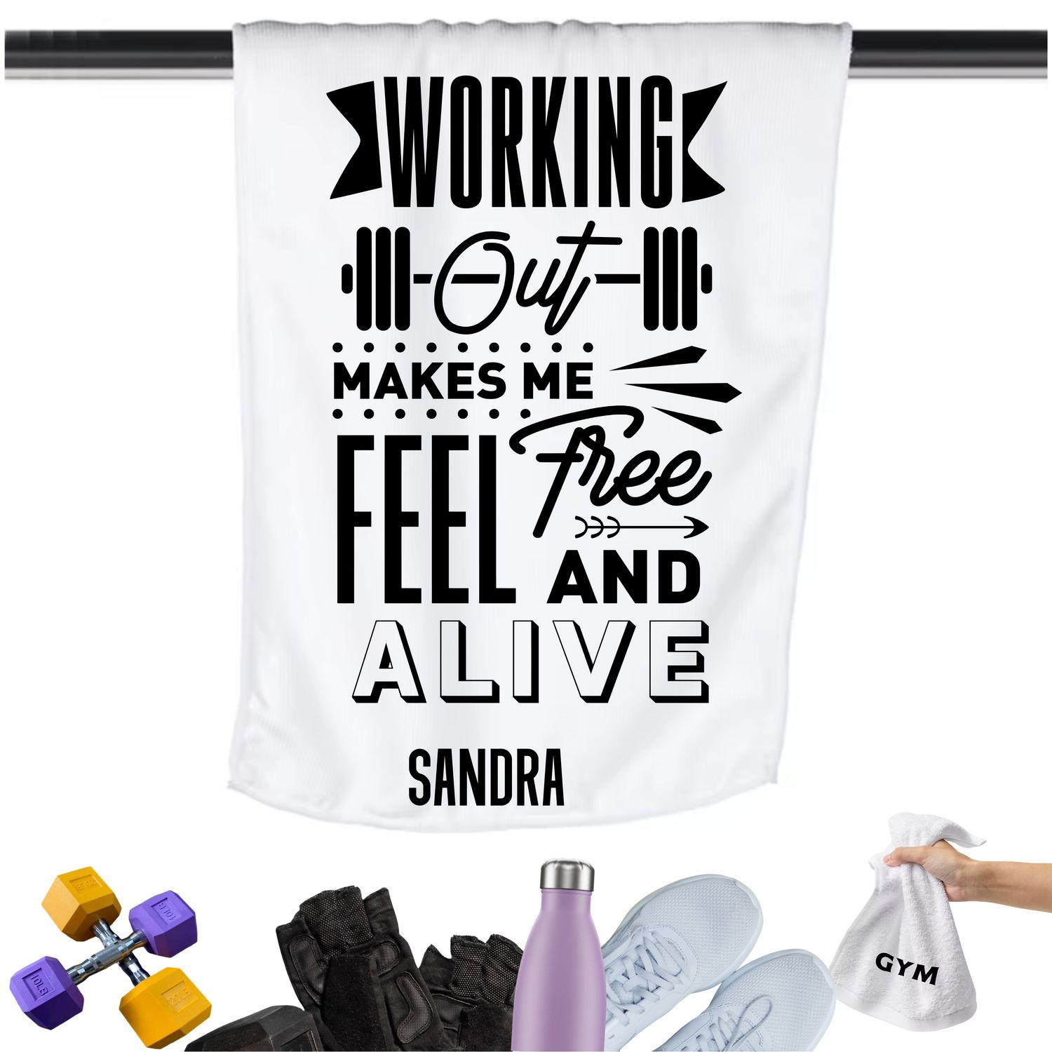 Add a personal touch to your workout gear-a motivational quote to keep the energy high during every session.
