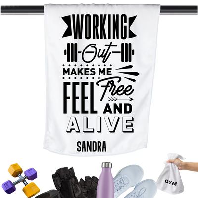 Gym Towels with Inspirational Quotes & Your Name | Custom Fitness Towels Add a personal touch to your workout gear-a motivational quote to keep the energy high during every session.
