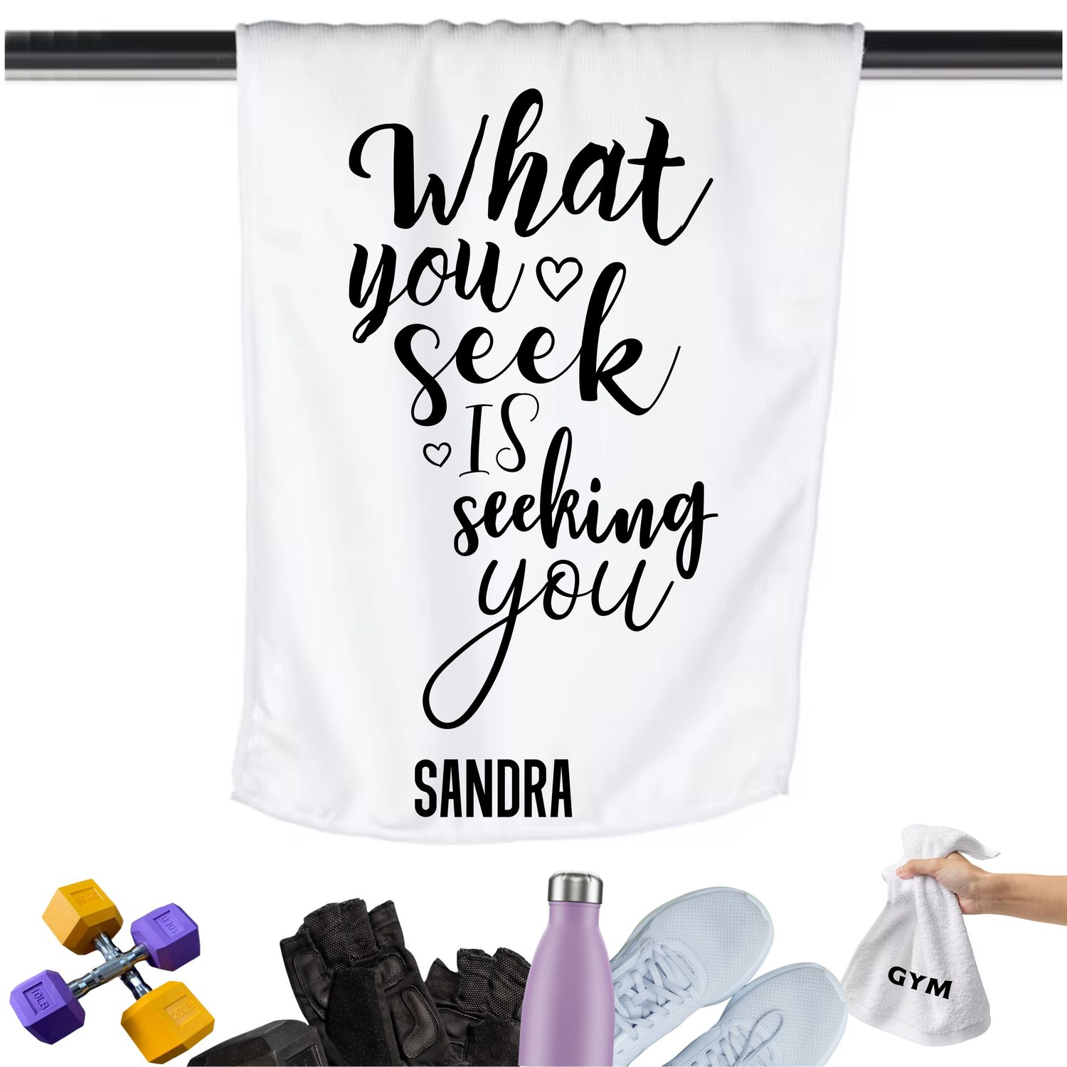 Add a personal touch to your workout gear-a motivational quote to keep the energy high during every session.