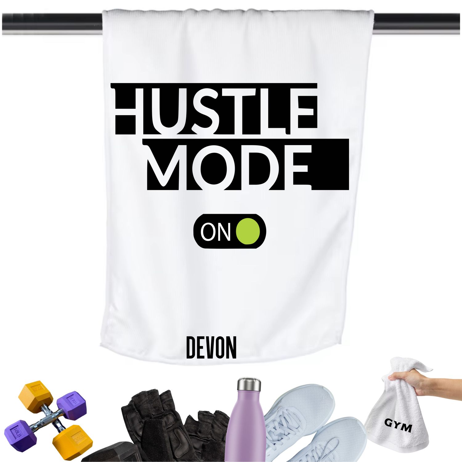 Add a personal touch to your workout gear-a motivational quote to keep the energy high during every session.