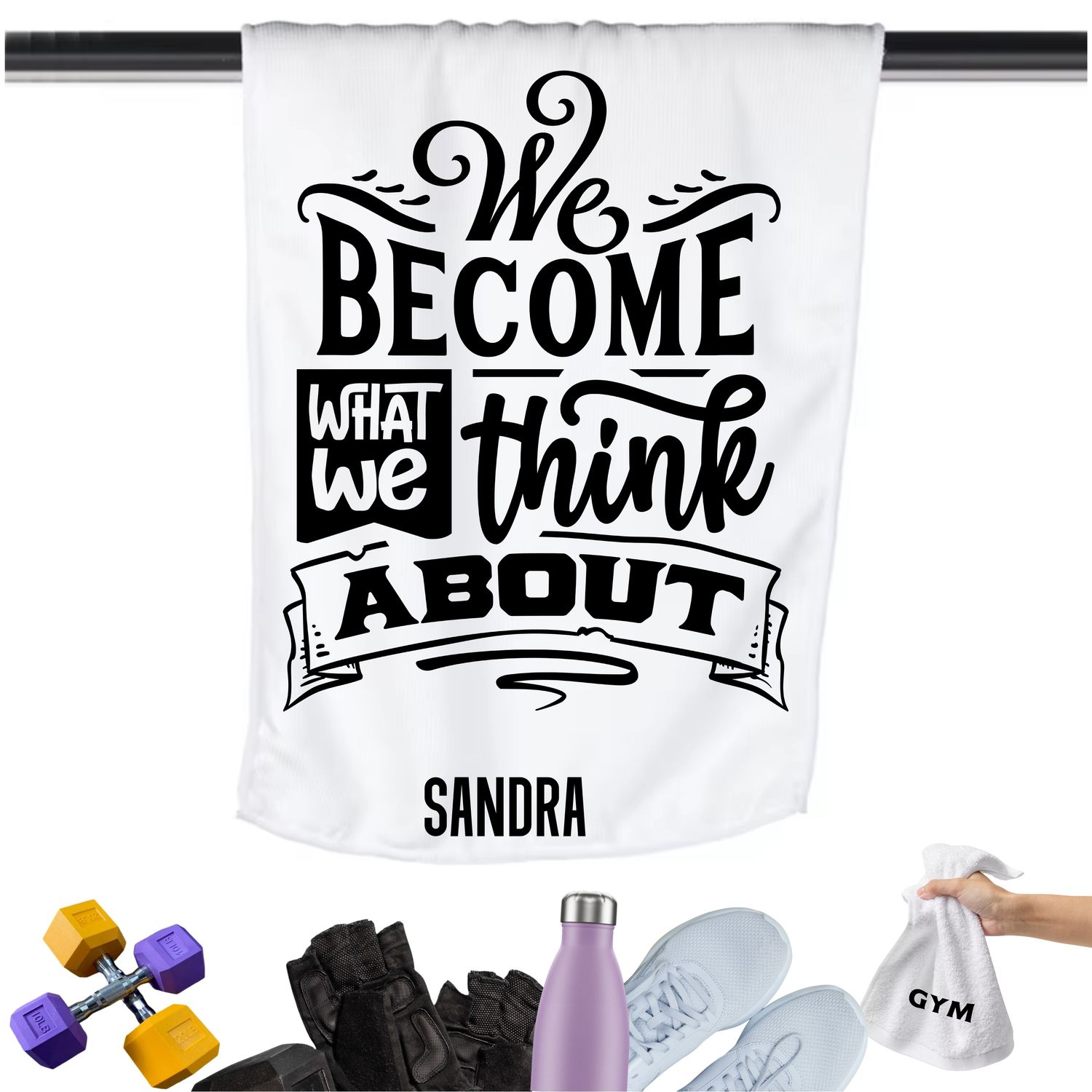 Add a personal touch to your workout gear-a motivational quote to keep the energy high during every session.