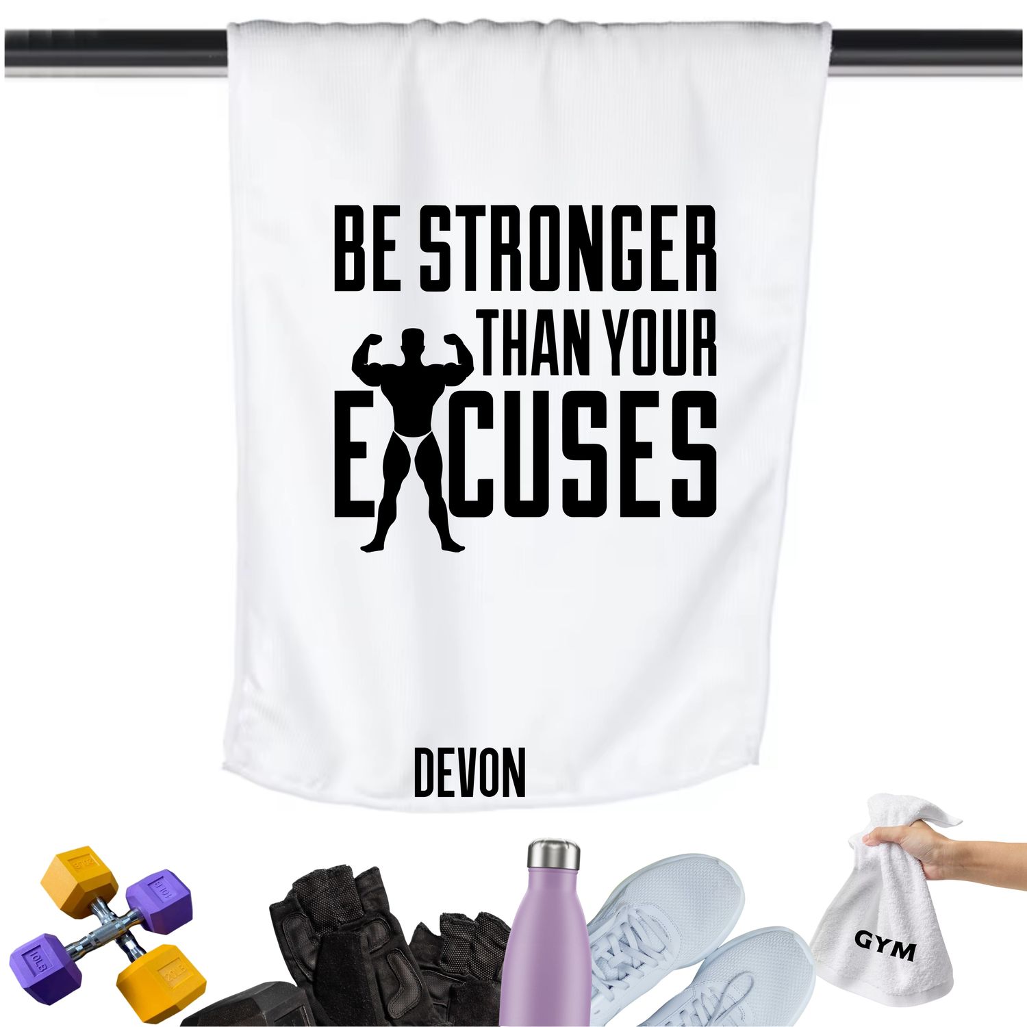 Add a personal touch to your workout gear-a motivational quote to keep the energy high during every session.