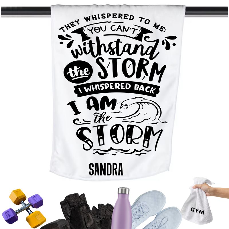Gym Towels with Inspirational Quotes & Your Name | Custom Fitness Towels Add a personal touch to your workout gear-a motivational quote to keep the energy high during every session.